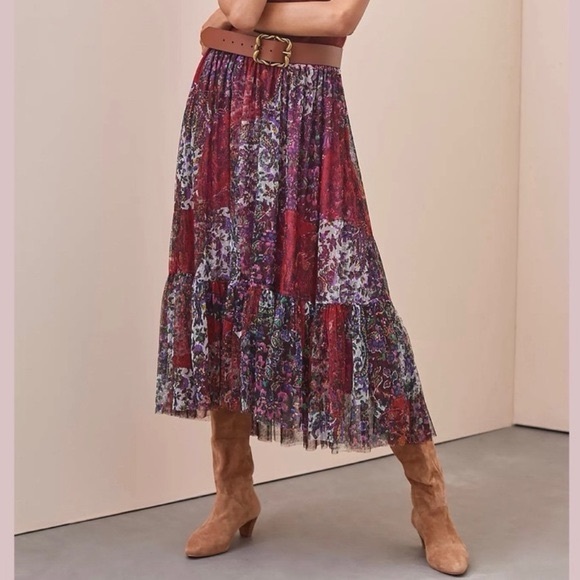 Anthropologie Flounced Tulle Maxi Skirt - Picture 2 of 6